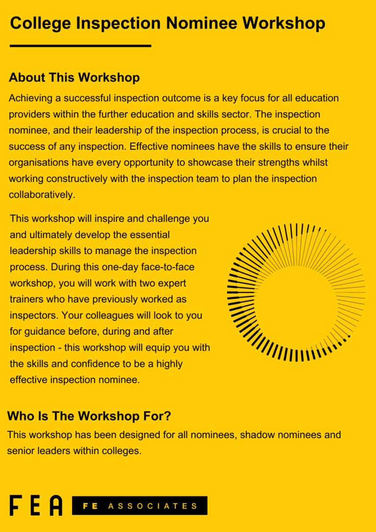 College Inspection Nominee Workshop Flyer